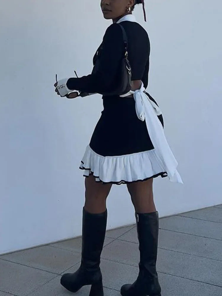 Ruffled Knit Mini Dress