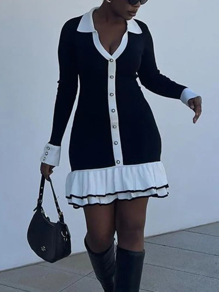 Ruffled Knit Mini Dress