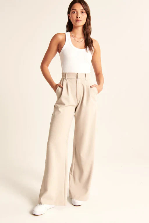 Lucia Beige Tailored Pants